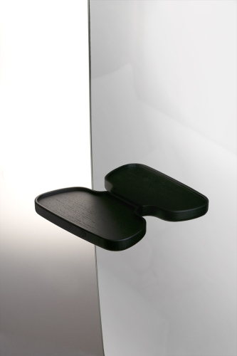 Зеркало ESPEJO PIE из черного ясеня с полкой, на круглой мраморной основе