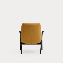 Кресло низкое Dins горчичное с каркасом из черного бука