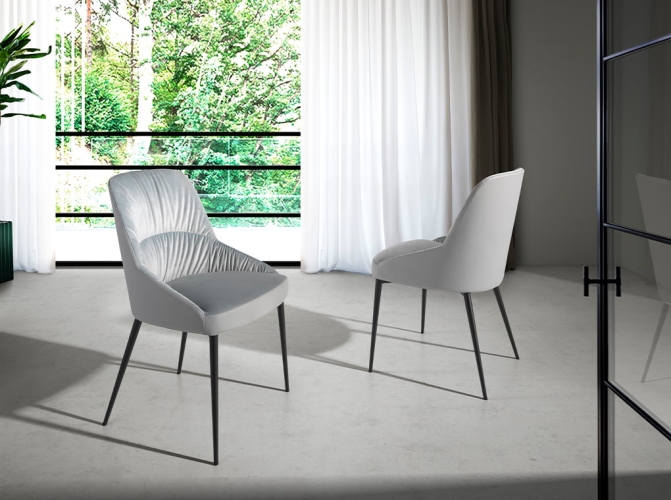 Обеденный стул 4109/A220A с обивкой из бархата и экокожи