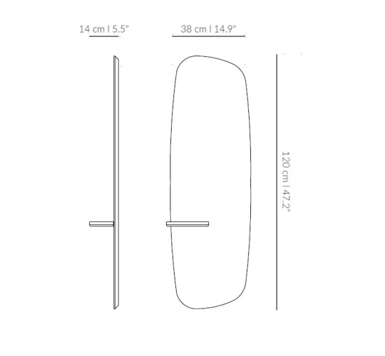 Зеркало настенное ESPEJO DE PARED с полкой (черный ясень)