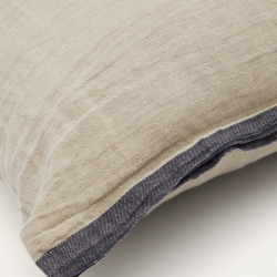 Чехол для подушки Suerta бежево-синего цвета, 100% лен, 45 x 45 см