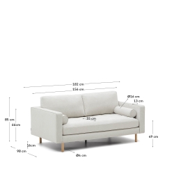 Debra 2-местный диван из перламутровой синели с ножками натурального цвета