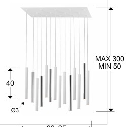 Подвесной светильник Varas 14L хром/белый 300 см