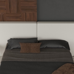 Кровать CALPE для матраса 160*200 отделка шпон ореха, экокожа PU78, светло-серый матовый лак RAL9002