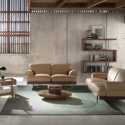 Кресло 5100/DC1580 с тканевой обивкой и деревянной конструкцией цвета ореха