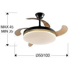 Потолочный вентилятор с подсветкой Vento черно-золотой Ø50 DIM