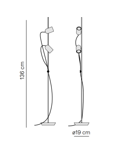 Напольный светильник Nomon ONFA FLOOR DOUBLE SPOTLIGHT walnut/black