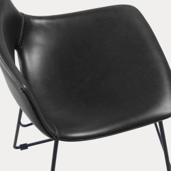 Полубарный стул Zahara из черной экокожи высота 65 см