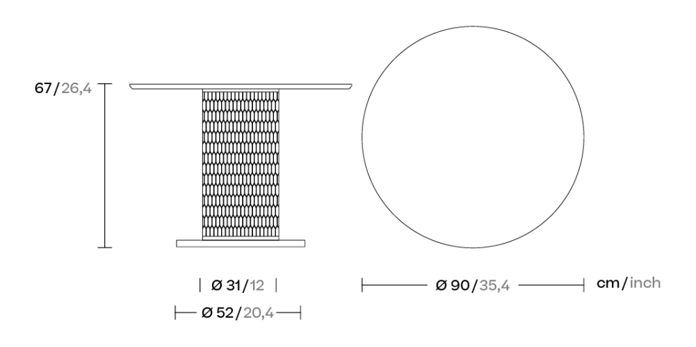 Обеденный стол низкий Ø90 алюминий KS1701900