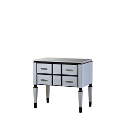 Прикроватный столик Lauren, отделка черное дерево, серебрянные детали