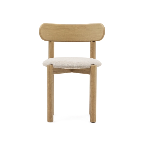 Стул Nebai из бежевой синели с каркасом из массива дуба и натуральной отделкой FSC MIX Credit