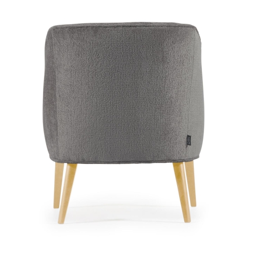 Кресло Lobby из серой синели на деревянных ножках с натуральной отделкой