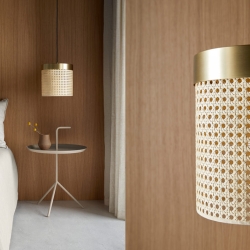 Подвесной светильник Ptan латунь / натуральный ротанг