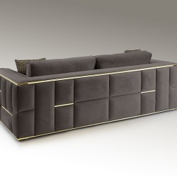 Трехместный диван Berlin темно-серый / золотой