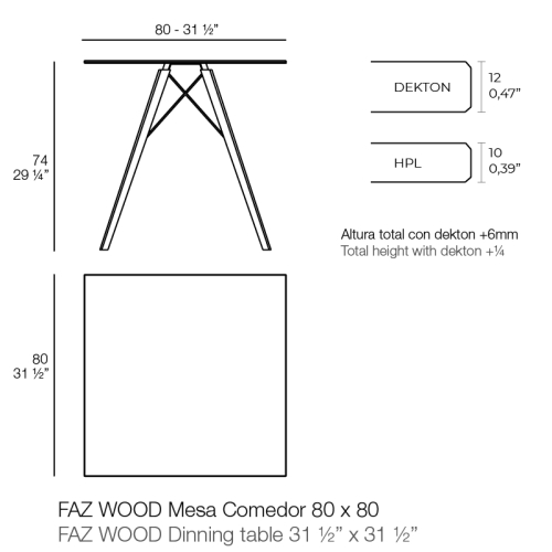 Обеденный стол Faz деревянный 80x80 см