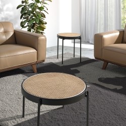 Приставной столик 2109/TT-S186 из ротанга и черной стали