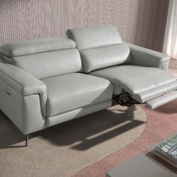 Диван 2-х местный с реклайнером 5319-2P-M5653 /6107 серый кожаный