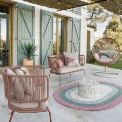 Диван Nadin 2-х местный с терракотовой веревкой и оцинкованной сталью 135 см