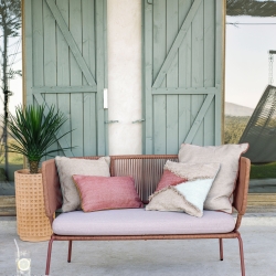 Диван Nadin 2-х местный с терракотовой веревкой и оцинкованной сталью 135 см