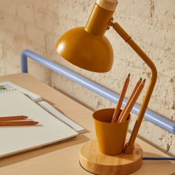 Tinn Письменный стол из ясеневого шпона с синей металлической конструкцией, 75 x 45,5