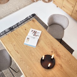 Стол Lotty из дубового шпона с натуральной отделкой и стеклянными ножками 180 x 100 см