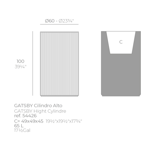 Кашпо Gatsby cylinder ø60x100