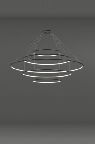 Люстра Circular Inward Light 5 колец черная ø600 ø1200 ø2000 ø1200 ø600