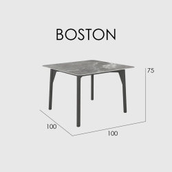 Обеденный стол Boston CARBON MATTE керамика 100х100