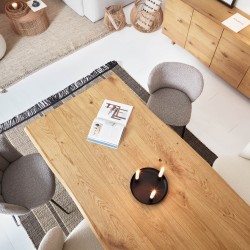 Стол Lotty из дубового шпона с натуральной отделкой и стеклянными ножками 160 x 90 см