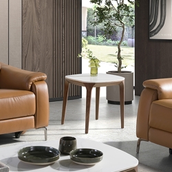 Приставной столик 2133/ET933 из мраморной керамики и ореха