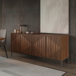 Сервант MENORCA 180x80 шпон ореха F, темно-серый матовый лак