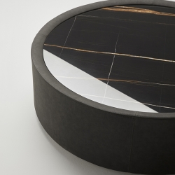 Журнальный столик EOS, отделка черная кожа