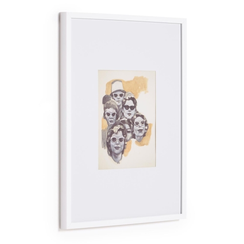 Картина Fedra бело-бежевая с лицами в очках 50 х 70 см