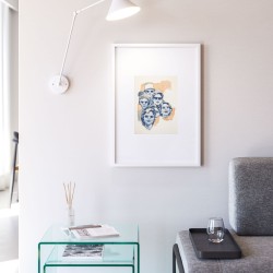 Картина Fedra бело-бежевая с лицами в очках 50 х 70 см