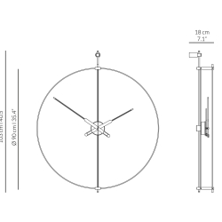 Часы Nomon BARCELONA PREMIUM MINI  (основание - фиберглас и дуб/стрелки - дуб/центр - дуб). D=66см, H=81см
