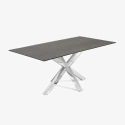 Arya Стол обеденный 200x100 нержавеющая сталь с керамической столешницей Iron Moss