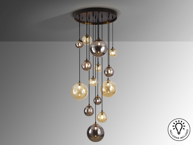 Люстра Dark 14L черная-латунь