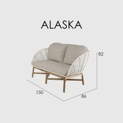 Диван двухместный Alaska NATURAL TEAK