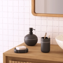 Cerisa черная керамическая мыльница с белыми деталями