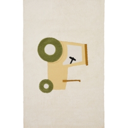 Ковер Pecky бежевый 100% хлопок с рисунком трактора 90 x 150 см