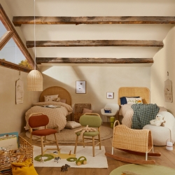 Ковер Pecky бежевый 100% хлопок с рисунком трактора 90 x 150 см