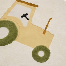 Ковер Pecky бежевый 100% хлопок с рисунком трактора 90 x 150 см