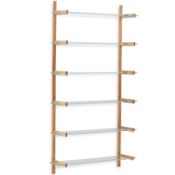 Модульная полка Sitra 6 стеклянных полок и каркас из массива дуба 110 см