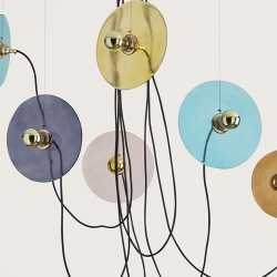 Люстра Fest 6L черный кабель со стеклянными дисками 1223