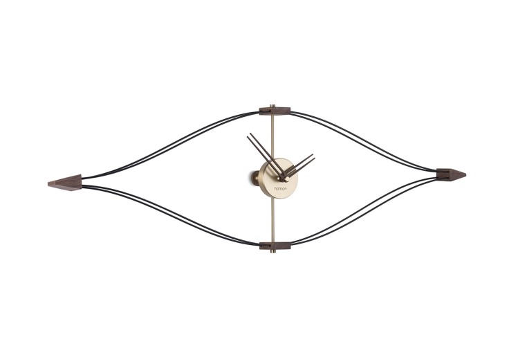 Часы Nomon Look mini  (основание - черный фиберглас /стрелки - орех/центр - полированная латунь).  L=104см Н=33см,