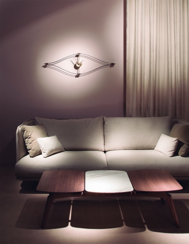 Часы Nomon Look mini  (основание - черный фиберглас /стрелки - орех/центр - полированная латунь).  L=104см Н=33см,