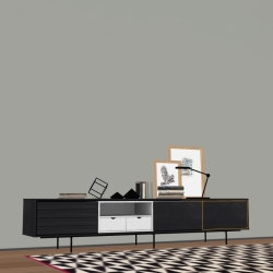 Тумба под ТВ Aura цвета Kai Black и орехового дерева