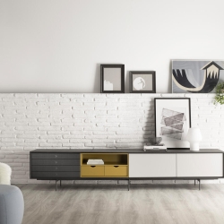 Тумба под ТВ Aura цвета Kai Black и орехового дерева