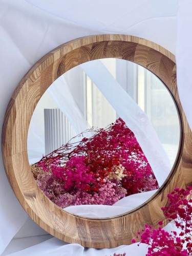 Зеркало настенное (массив Дуб, диаметр 40см)