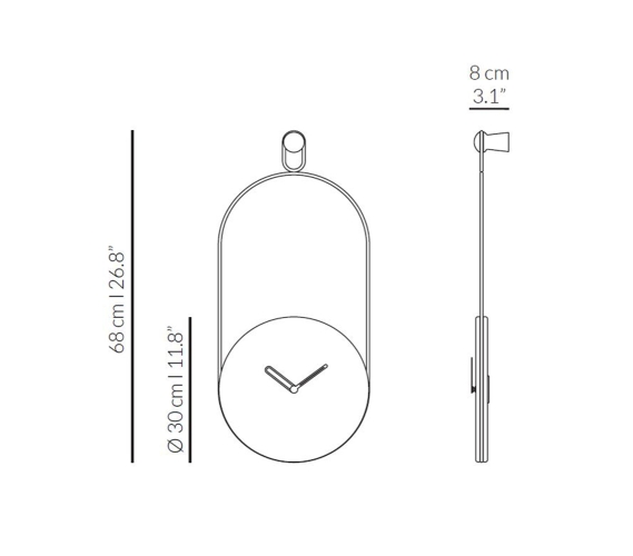 Часы Nomon ESLABON (основание - латунь+мрамор Sahara noir/стрелка часовая - латунь /минутная - орех). D=30см, H=68см